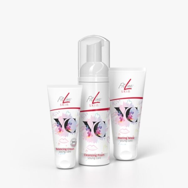 مجموعة Young Care Set – رغوة تنظيف، ماسك تقشير، كريم ترطيب للبشرة الشابة